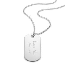 Load image into Gallery viewer, Men’s Handwriting Army Dog Tag Necklace – Silver
