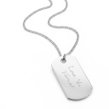 Load image into Gallery viewer, Men’s Handwriting Army Dog Tag Necklace – Silver
