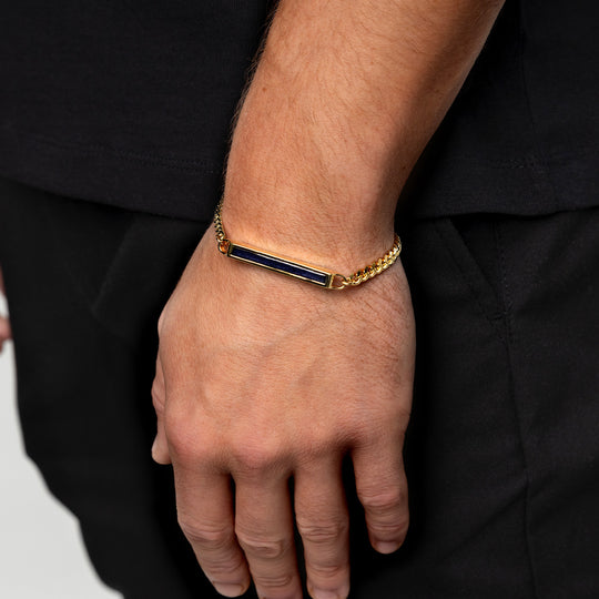 Men's Large Capsule Ashes Resin Bracelet With Cuban Chain - Gold
