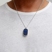 Load image into Gallery viewer, Men's Large Lapis Dog Tag Locket - Silver

