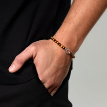 Load image into Gallery viewer, Men's Small Beaded Tiger's Eye Ashes Resin Bracelet - Silver
