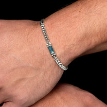 Load image into Gallery viewer, Men's Small Capsule Ashes Resin Bracelet With Cuban Chain - Silver
