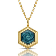 Load image into Gallery viewer, Men's Small Hexagonal Ashes Resin Necklace - Gold
