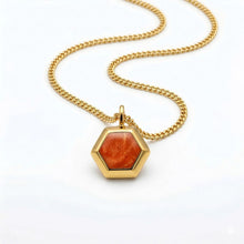 Load image into Gallery viewer, Men's Small Hexagonal Ashes Resin Necklace - Gold
