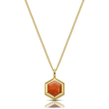 Load image into Gallery viewer, Men's Small Hexagonal Ashes Resin Necklace - Gold
