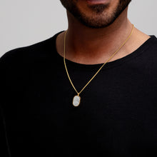 Load image into Gallery viewer, Men's Small Howlite Dog Tag Locket - Gold
