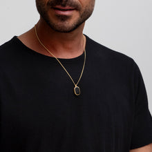 Load image into Gallery viewer, Men's Small Onyx Dog Tag Locket - Gold
