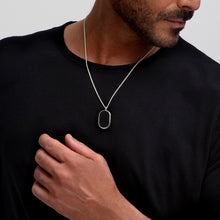 Load image into Gallery viewer, Men's Small Onyx Dog Tag Locket - Silver
