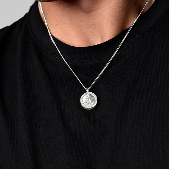 Men's St Christopher Urn Necklace - Silver