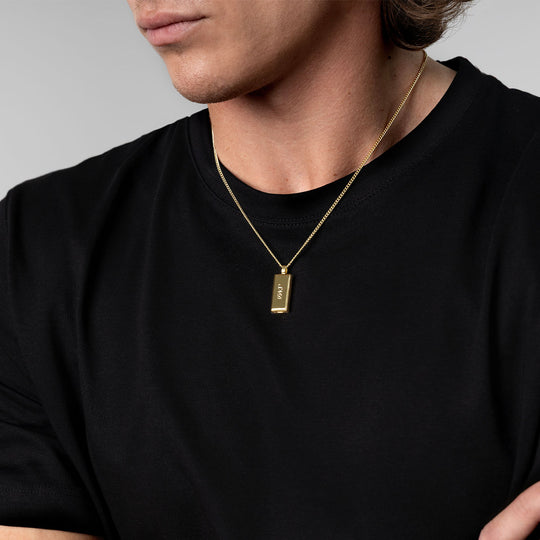 Men's Tall Ingot Urn Necklace - Gold