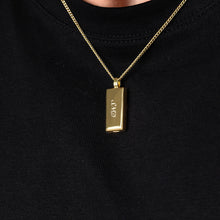 Load image into Gallery viewer, Men's Tall Ingot Urn Necklace - Gold
