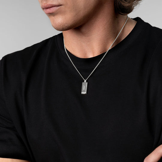 Men's Tall Ingot Urn Necklace - Silver