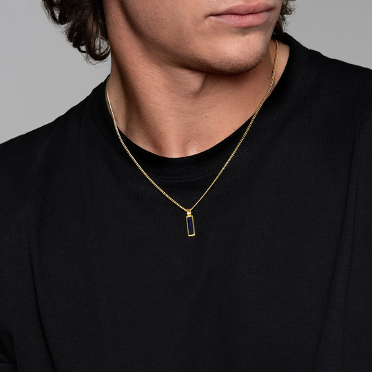 Men's Vertical Tag Ashes Resin Necklace - Gold