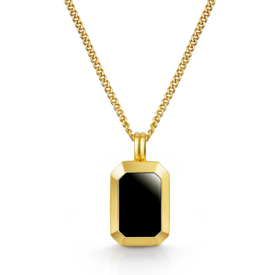 Mens Black Onyx Ingot Urn Gold