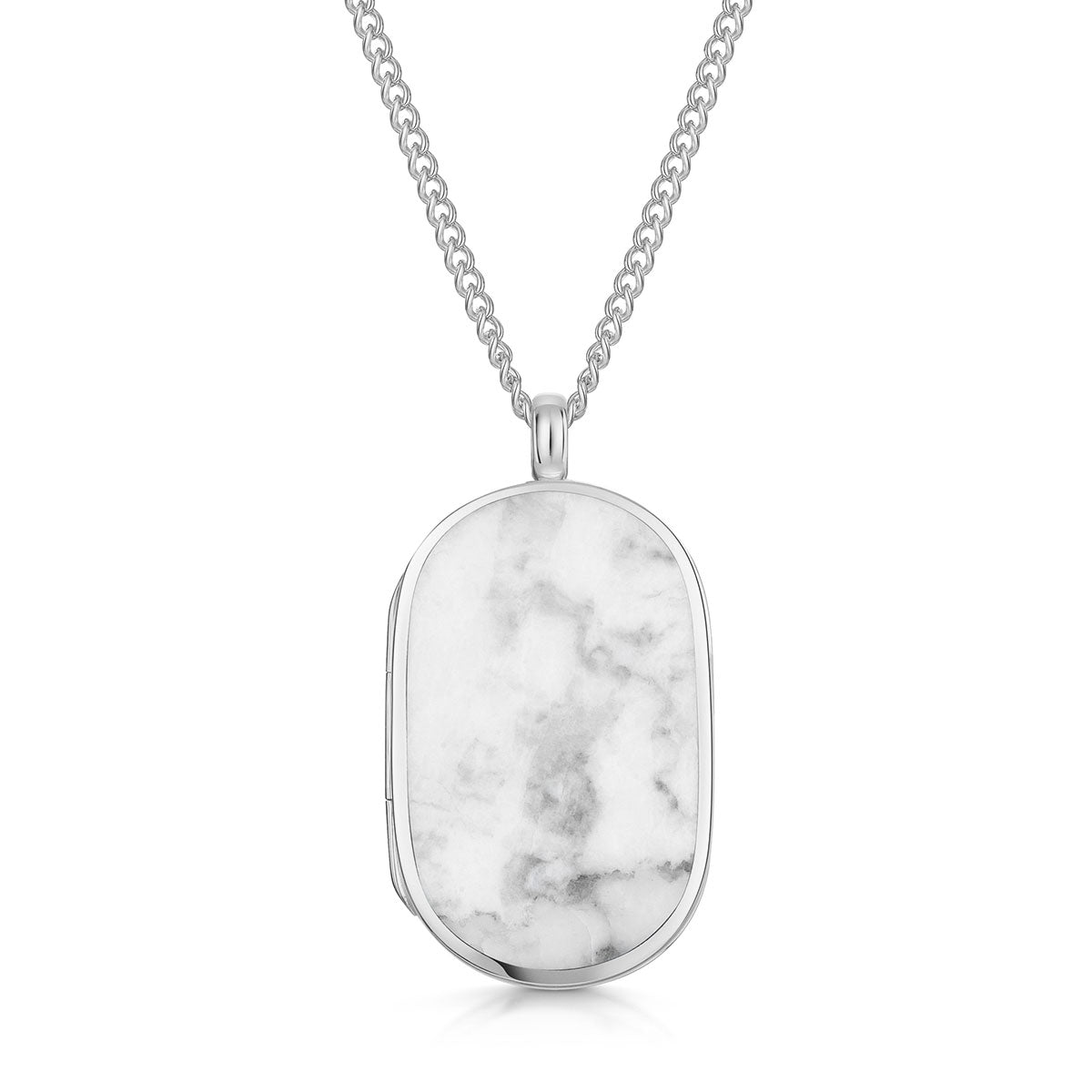 Large Howlite Dog Tag Locket
