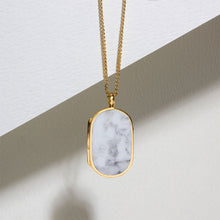 Load image into Gallery viewer, Men&#39;s Large Howlite Dog Tag Locket - Gold
