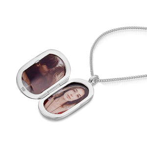 Men's Large Howlite Dog Tag Locket - Silver