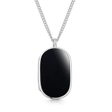 Load image into Gallery viewer, Men&#39;s Large Onyx Dog Tag Locket - Silver
