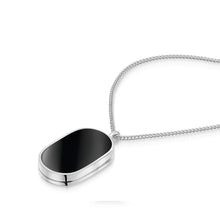 Load image into Gallery viewer, Men&#39;s Large Onyx Dog Tag Locket - Silver
