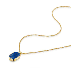 Men's Small Lapis Lazuli Dog Tag Locket - Gold