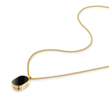 Load image into Gallery viewer, Men&#39;s Small Onyx Dog Tag Locket - Gold
