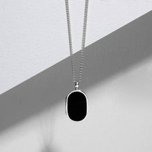 Load image into Gallery viewer, Men&#39;s Small Onyx Dog Tag Locket - Silver
