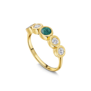 Crystal-Chain Ashes Resin Ring Gold