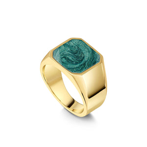 Men's Octagonal Signet Ashes Resin Ring - Gold