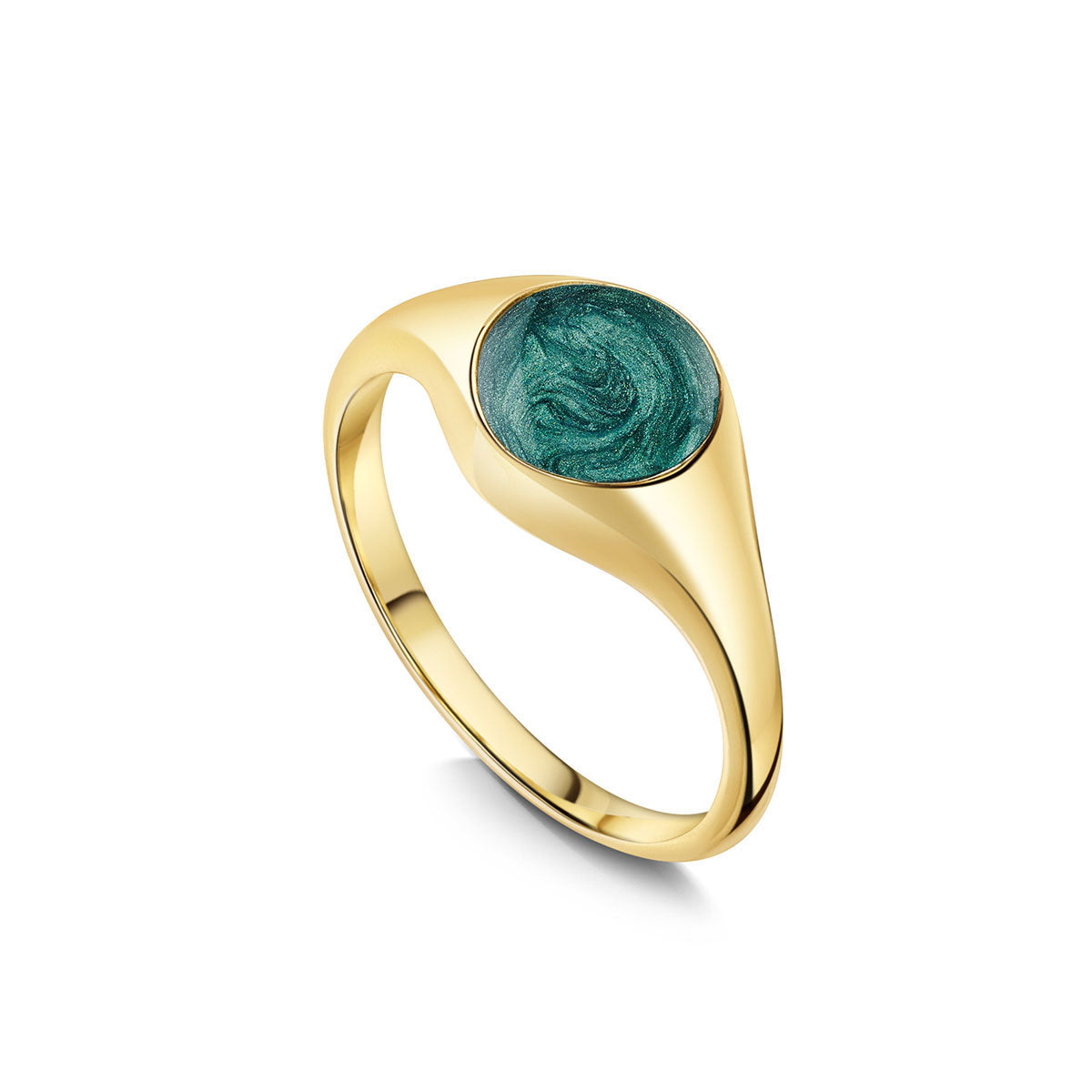 Round Signet Ashes Resin Ring - Gold
