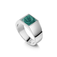 Load image into Gallery viewer, Men&#39;s Square Signet Ashes Resin Ring - Silver
