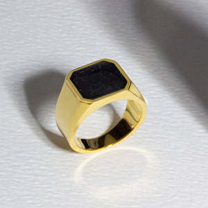 Men's Octagonal Signet Ashes Resin Ring - Gold