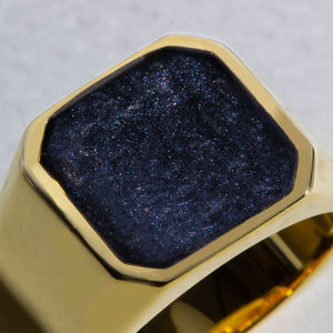 Men's Octagonal Signet Ashes Resin Ring - Gold