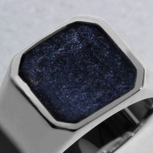 Men's Octagonal Signet Ashes Resin Ring - Silver