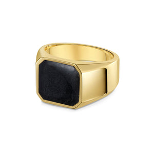 Men's Octagonal Signet Ashes Resin Ring - Gold