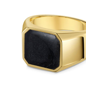 Men's Octagonal Signet Ashes Resin Ring - Gold