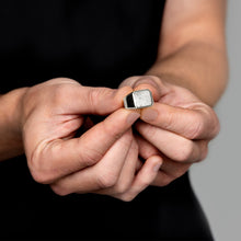 Load image into Gallery viewer, Men's Octagonal Fingerprint Signet Ring - Silver
