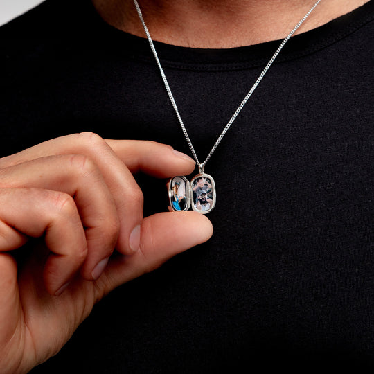 Men's Small Dog Tag Plain Locket - Silver