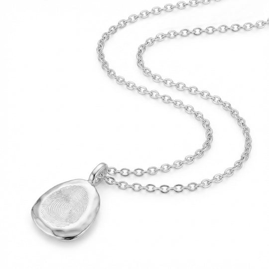Organic Fingerprint Pebble Necklace - Silver
