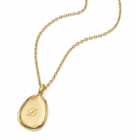 Organic Initial Pebble Necklace - Gold