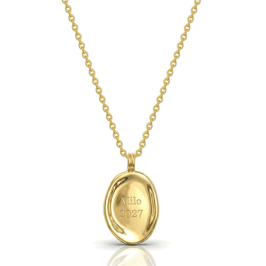 Organic Oval Initial Necklace - Gold