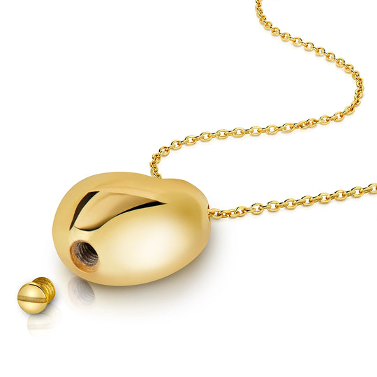 Organic Pebble Urn Ashes Necklace - Gold