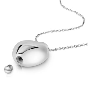 Organic Pebble Urn Ashes Necklace - Silver