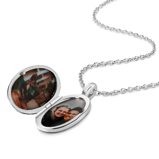 Oval Locket With Crystal Halo