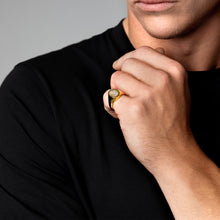 Load image into Gallery viewer, Men's Oval Fingerprint Signet Ring - Gold
