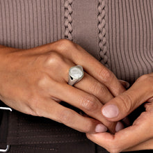 Load image into Gallery viewer, Oval Fingerprint Signet Ring - Silver
