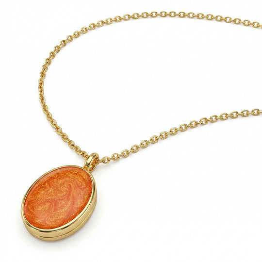 Oval Resin Locket Necklace - Gold