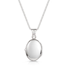 Load image into Gallery viewer, Italian Engraved Border Personalised Oval Locket – Silver
