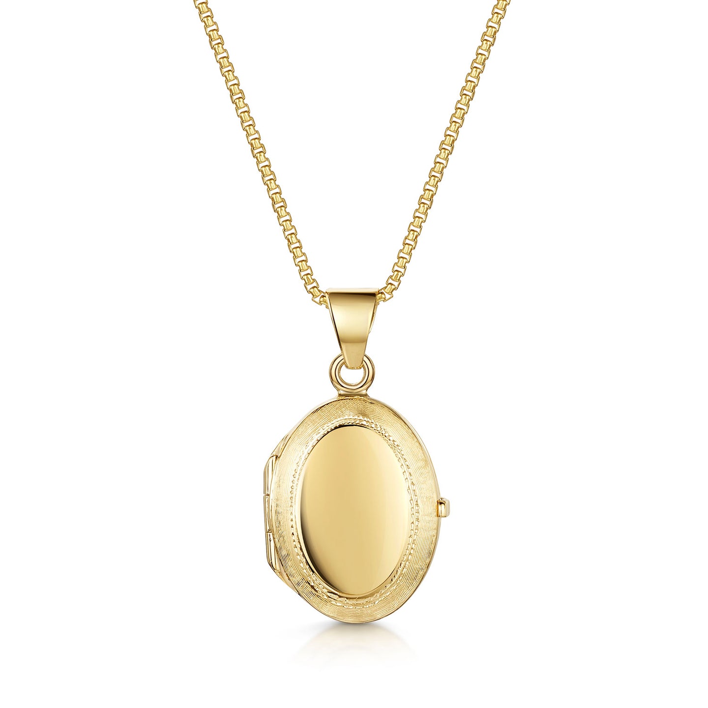 Italian Engraved Border Personalised Oval Locket – Gold