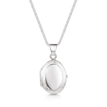 Load image into Gallery viewer, Italian Engraved Border Personalised Oval Locket – Silver
