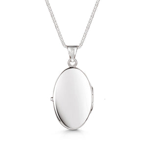 Italian Large Floral Personalised Oval Locket – Silver